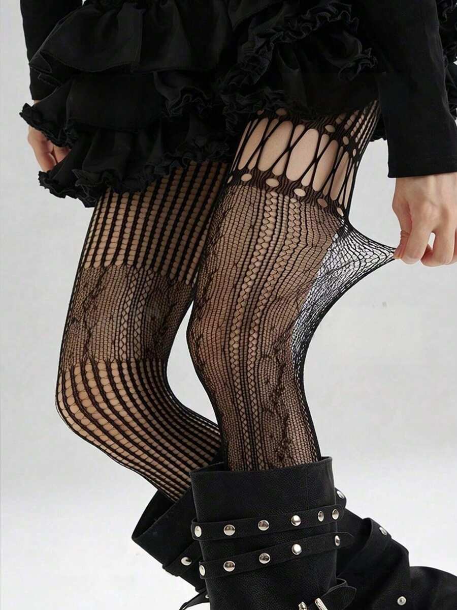 1pc Asymmetric Hollow Fishnet  - Fishnet Stocking Women review and price