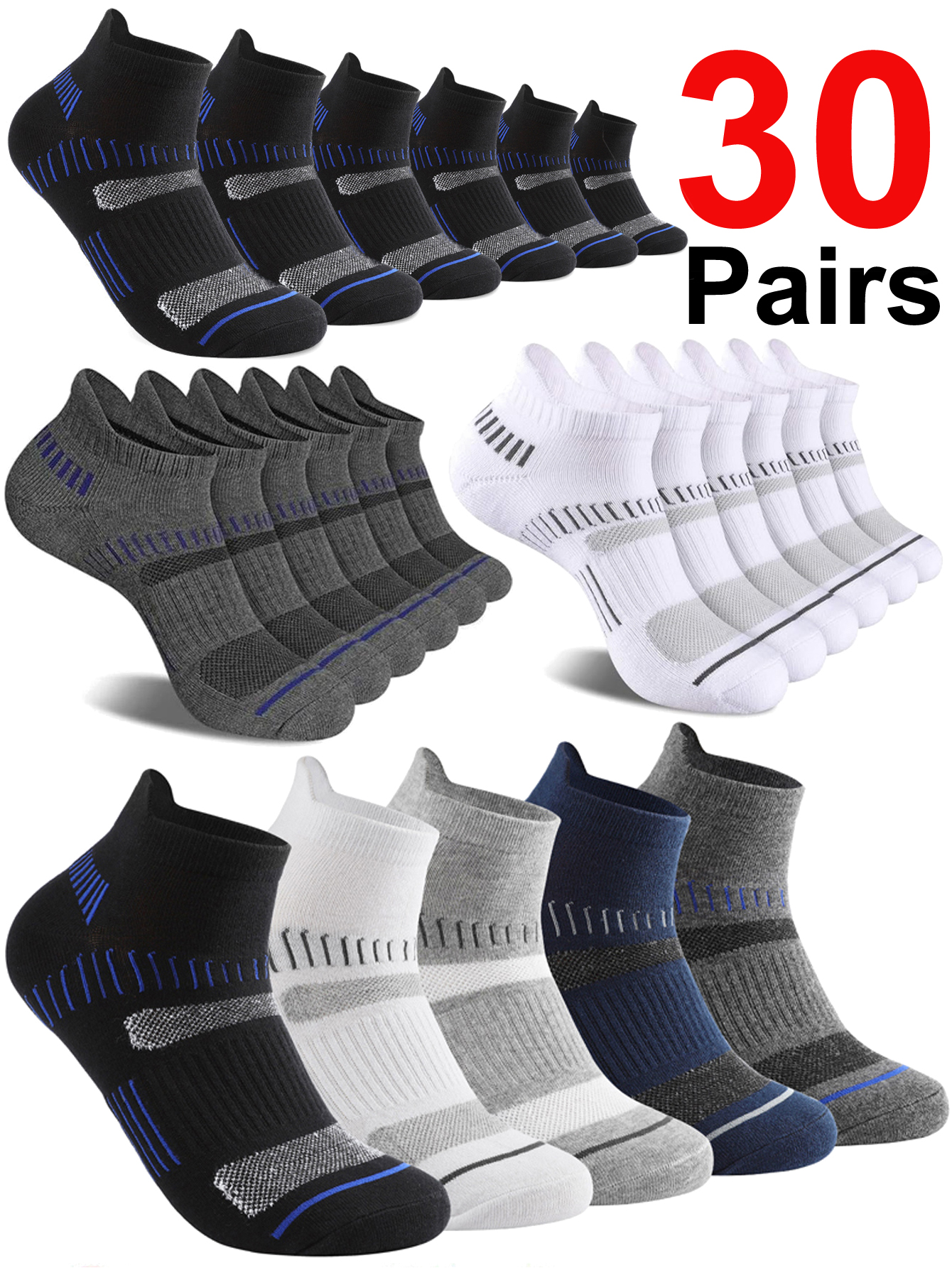 30 Pairs Ankle Socks Men Athle - Ankle Sock Low Cut review and price
