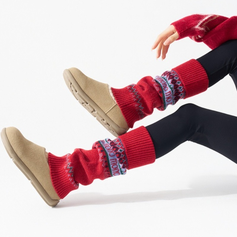 ​Fair Isle Knitted Leg Warmers - Boot Sock Slouchy review and price