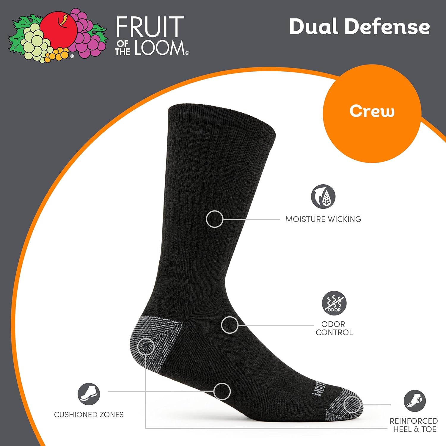 Men's Dual Defense Crew Socks  - Cotton Crew Sock Pack review and price