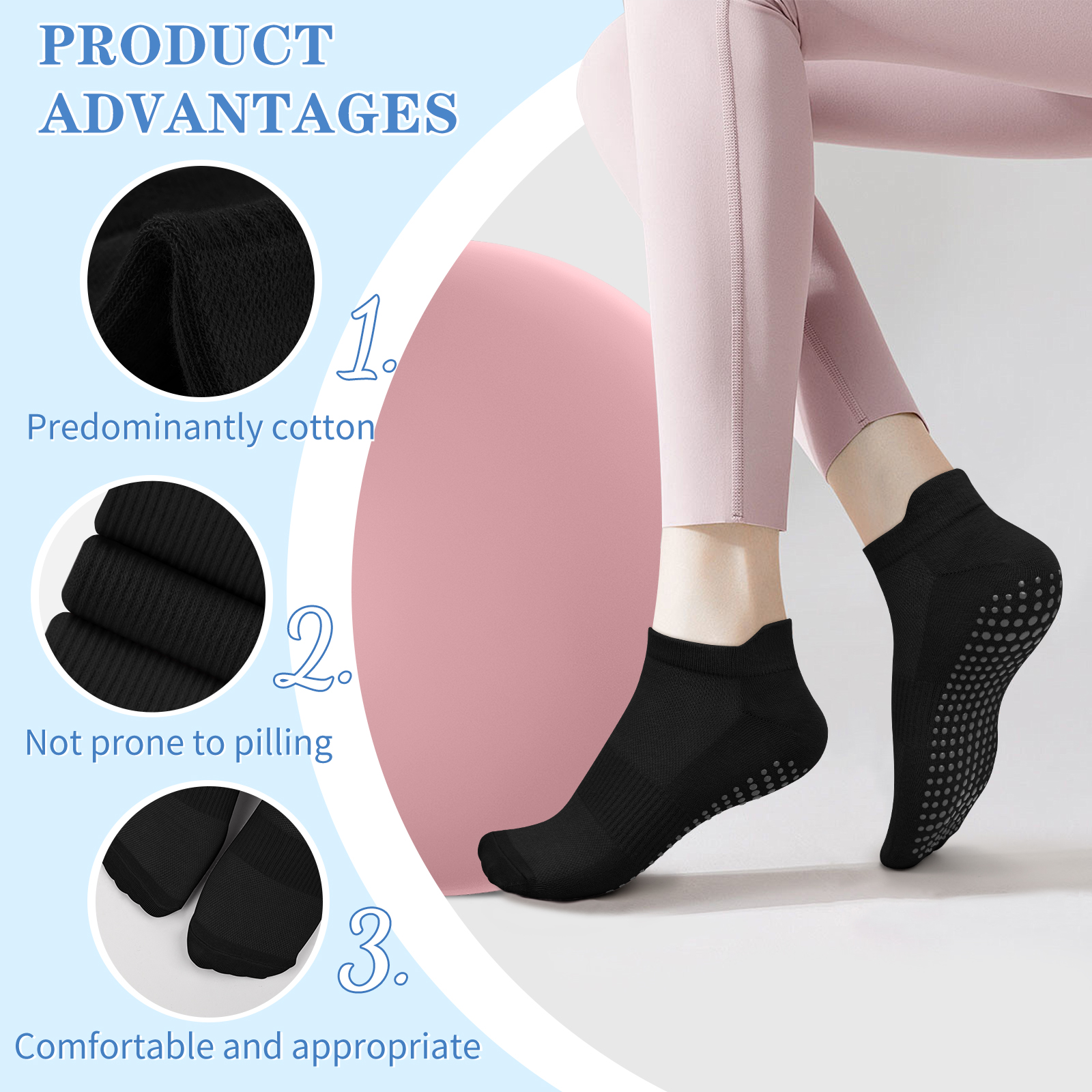 3 Pairs Yoga Socks Women Cotto - Grip Sock Yoga review and price