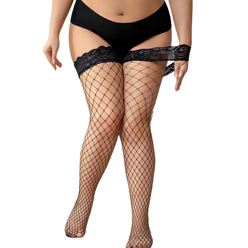 FREEAUCE Plus Size Hollow Mesh - Thigh High Sock Stay Up review and price